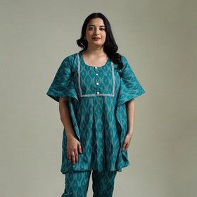 Pochampally ikat lace work cotton co-ord set for women 07