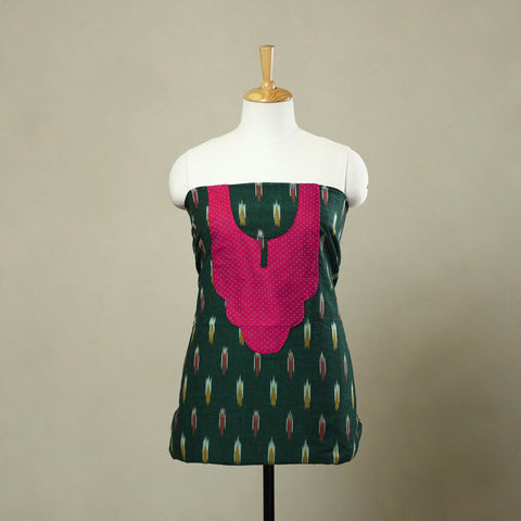 Buy Green Pochampally Ikat Patchwork Cotton Kurta Material