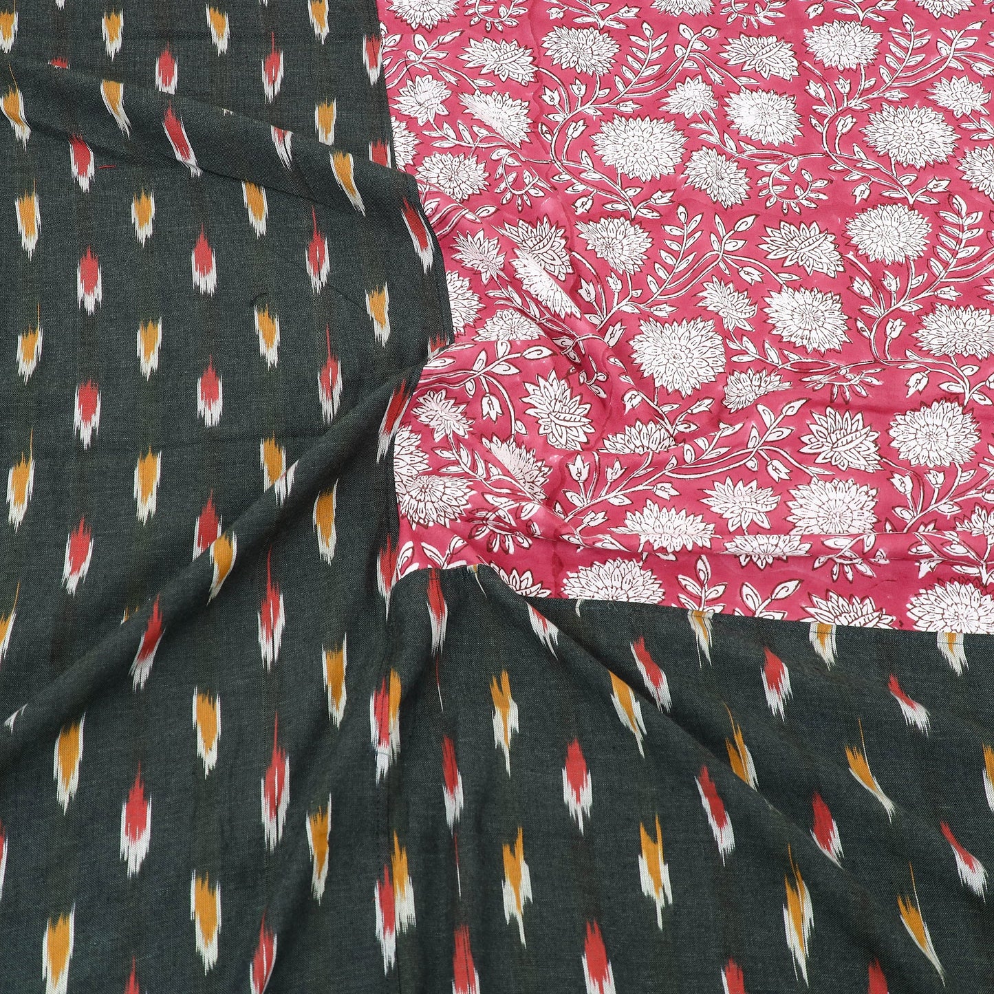 Pochampally Ikat with Sanganeri Patch Cotton Bedsheet Set