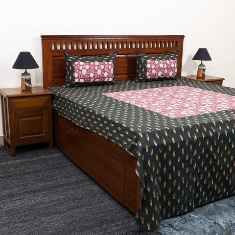 Pochampally Ikat with Sanganeri Patch Cotton Bedsheet Set