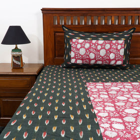 Pochampally Ikat with Sanganeri Patch Cotton Bedsheet Set