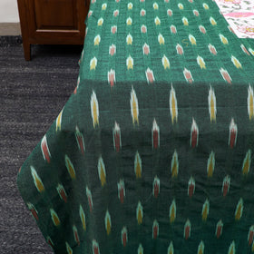Green Pochampally Ikat with Sanganeri Patch Cotton Bedsheet Set