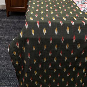 Black Pochampally Ikat with Sanganeri Patch Cotton Bedsheet Set