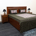 Black Pochampally Ikat with Sanganeri Patch Cotton Bedsheet Set