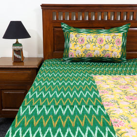 Pochampally Ikat with Sanganeri Patch Cotton Bedsheet Set
