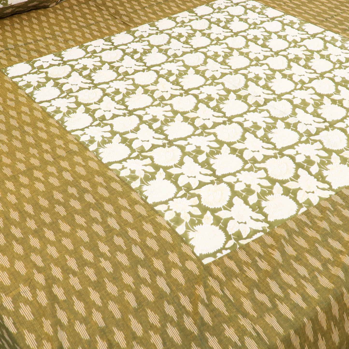 Pochampally Ikat with Sanganeri Patch Cotton Bedsheet Set