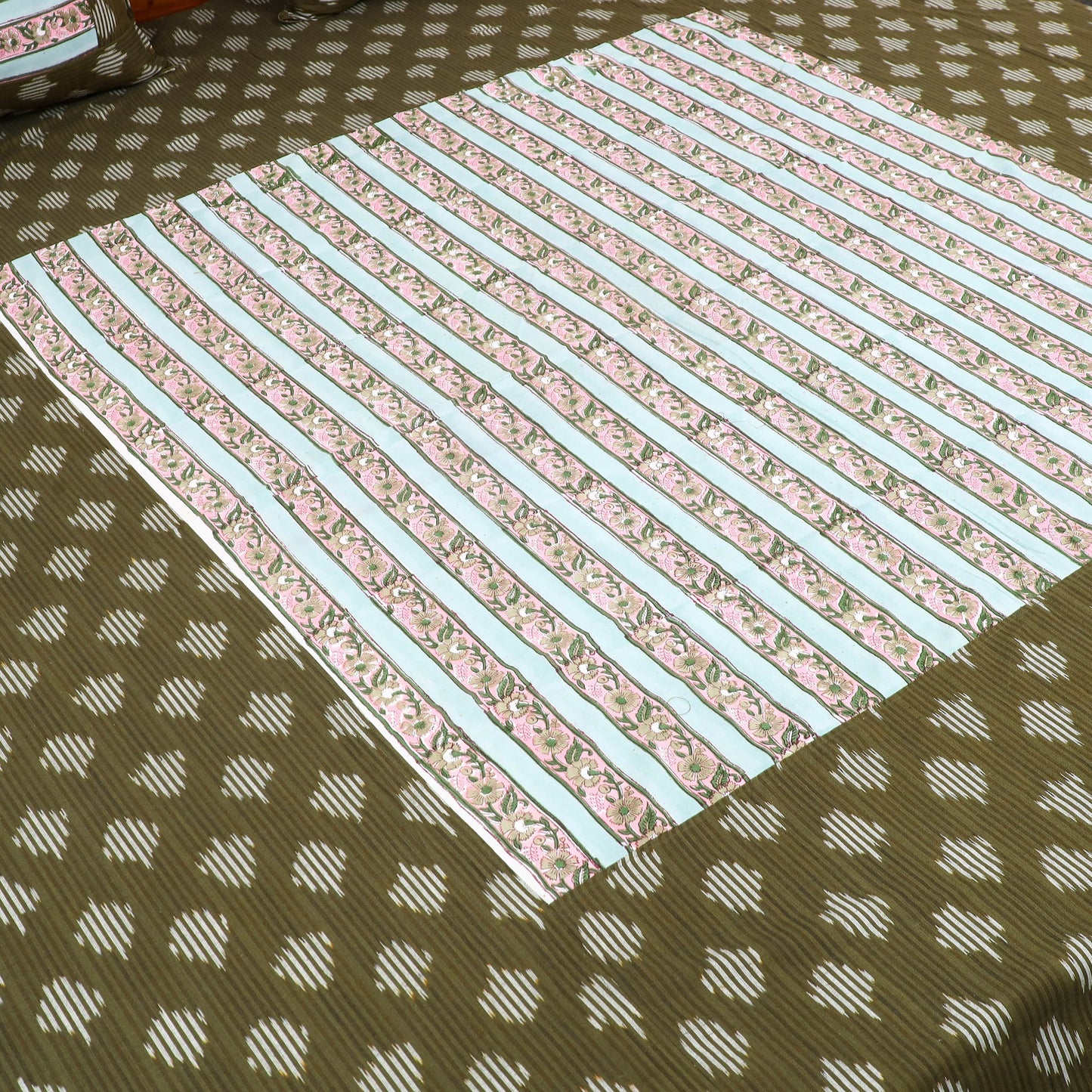 Pochampally Ikat with Sanganeri Patch Cotton Bedsheet Set