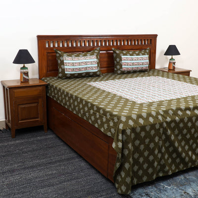Pochampally Ikat with Sanganeri Patch Cotton Bedsheet Set