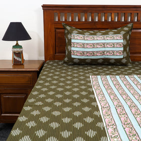 Pochampally Ikat with Sanganeri Patch Cotton Bedsheet Set