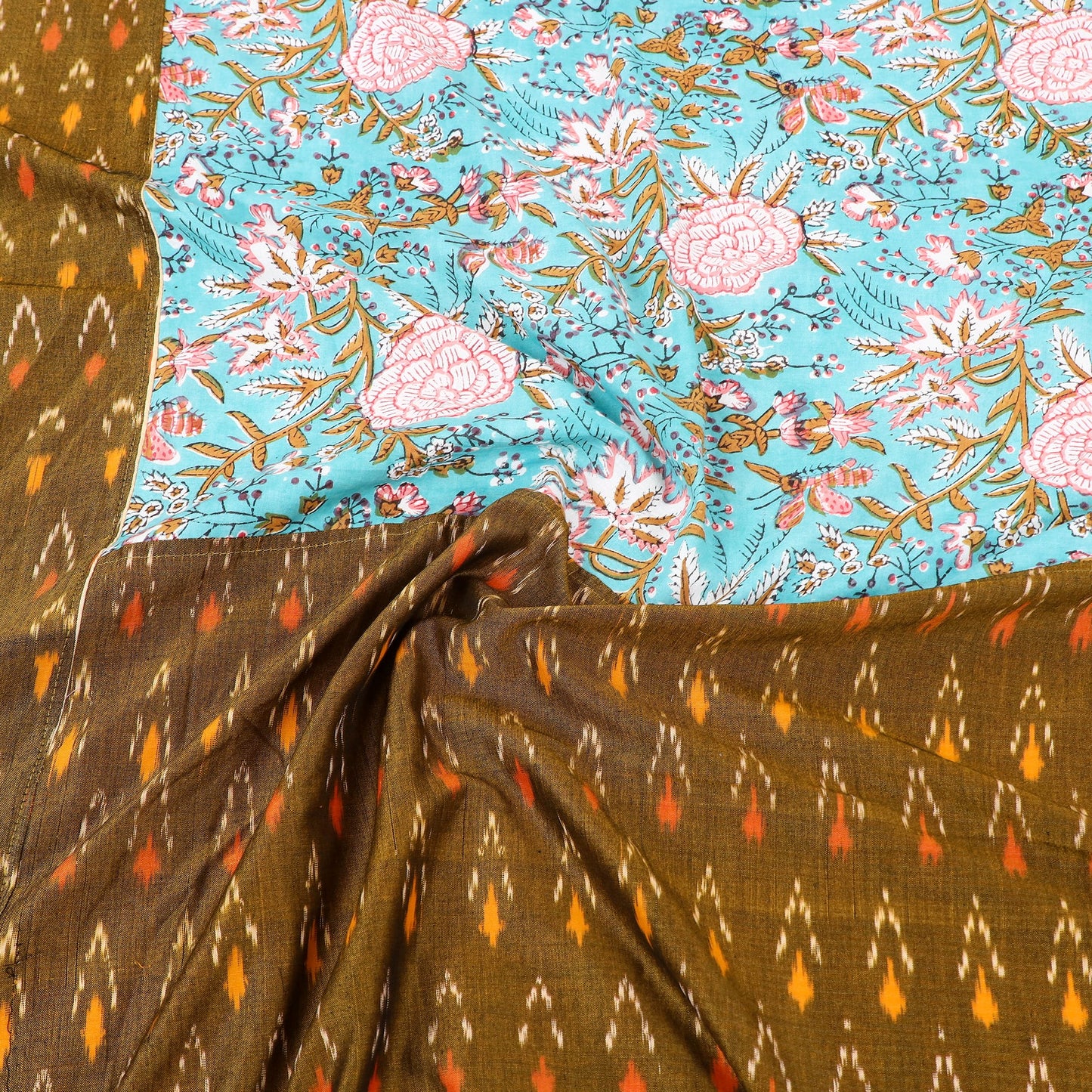 Buy Pochampally Ikat with Sanganeri Patch Cotton Bedsheet Set