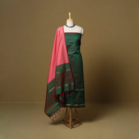 Pochampally ikat silk cotton 3pc unstitched dress material