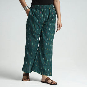 Green - pochampally ikat weave cotton elasticated palazzo