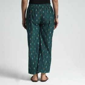 Green - pochampally ikat weave cotton elasticated palazzo