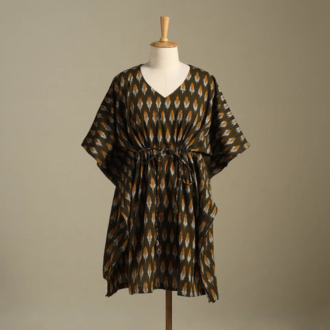 Green - pochampally ikat weave cotton kaftan (medium) 08