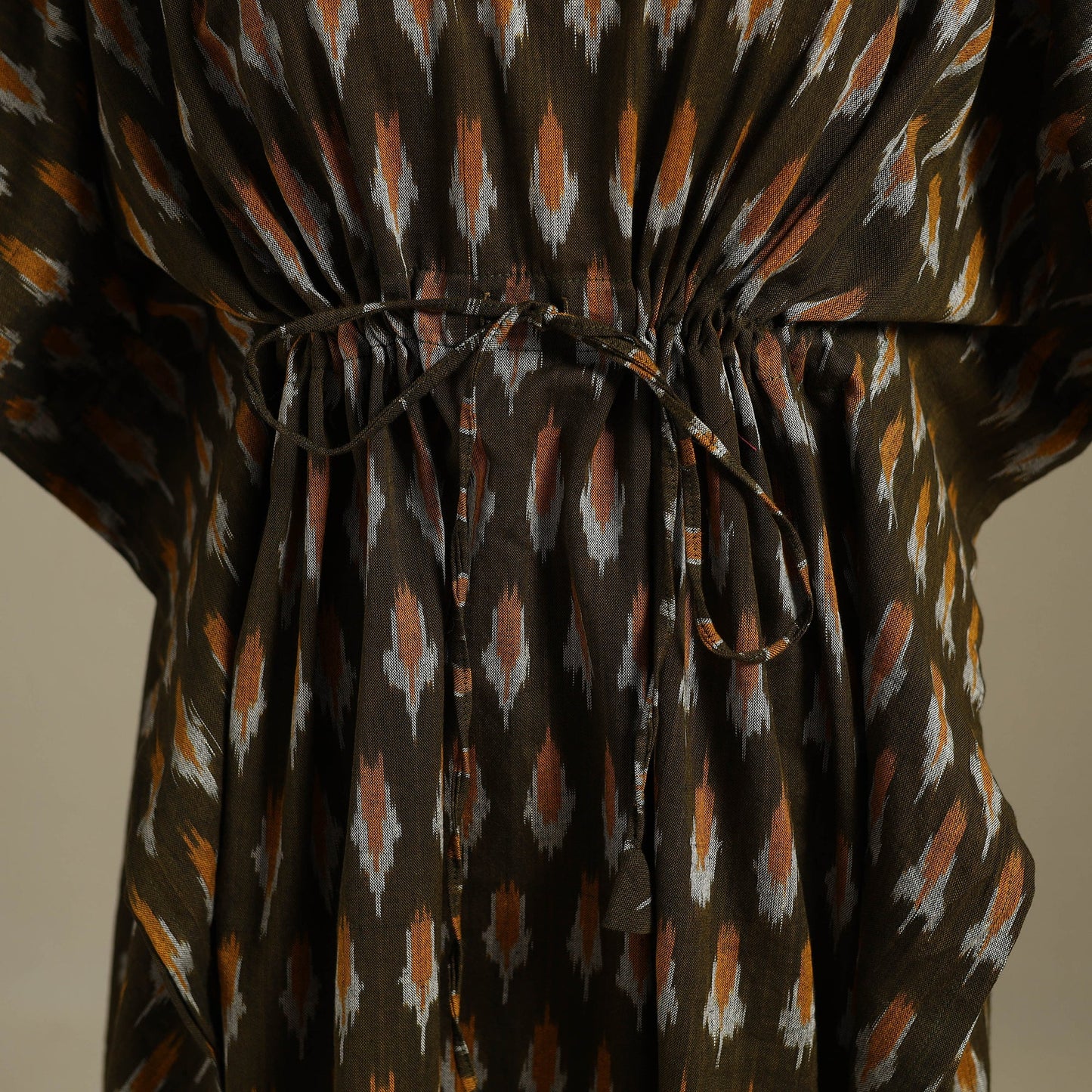 Green - pochampally ikat weave cotton kaftan (medium) 08