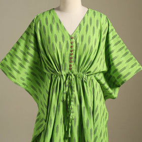 Green - pochampally ikat weave cotton kaftan (medium) 13