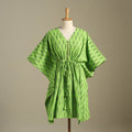 Green - pochampally ikat weave cotton kaftan (medium) 13