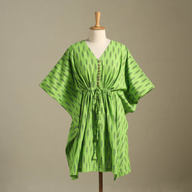 Green - pochampally ikat weave cotton kaftan (medium) 13