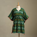 Green Pochampally Ikat Weave Cotton Kaftan (Medium)