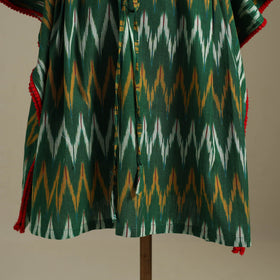 Green Pochampally Ikat Weave Cotton Kaftan (Medium)