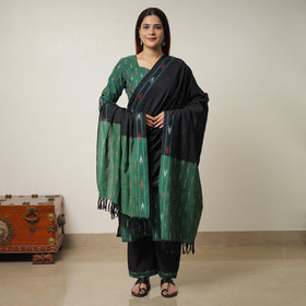  Pochampally Ikat Weave Cotton Kurta with Palazzo & Dupatta Set 01 