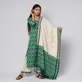 Buy Pochampally Ikat Weave Cotton Kurta with Palazzo & Dupatta Set Online l iTokri.com
