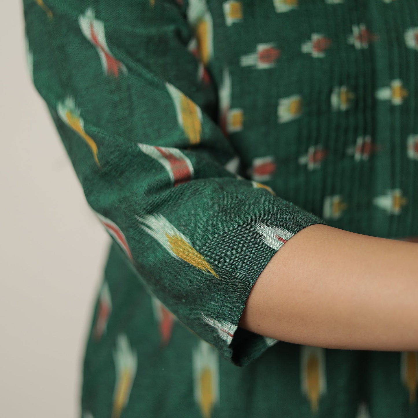  Pochampally Ikat Weave Cotton Long Straight Kurta 06 