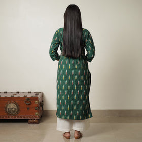  Pochampally Ikat Weave Cotton Long Straight Kurta 06 