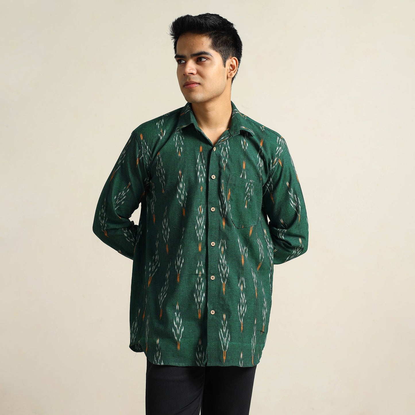 Buy Pochampally Ikat Weave Cotton Men Full Sleeve Shirt 29 Online at iTokri.com