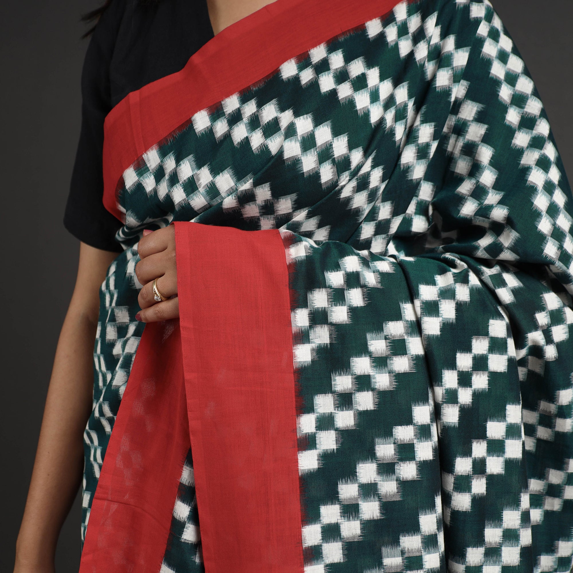 Pochampally Pattern Pochampally Ikat Weave Handloom Cotton Saree
