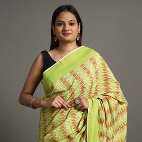 Green - Pochampally Ikat Weave Handloom Cotton Saree