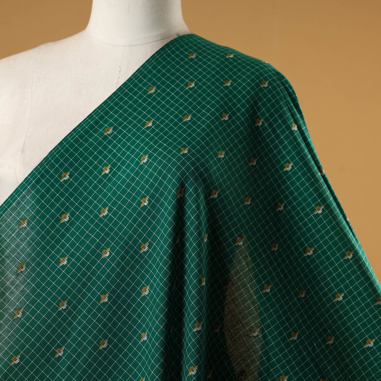 Green - prewashed cotton jacquard fabric 03 - handcrafted