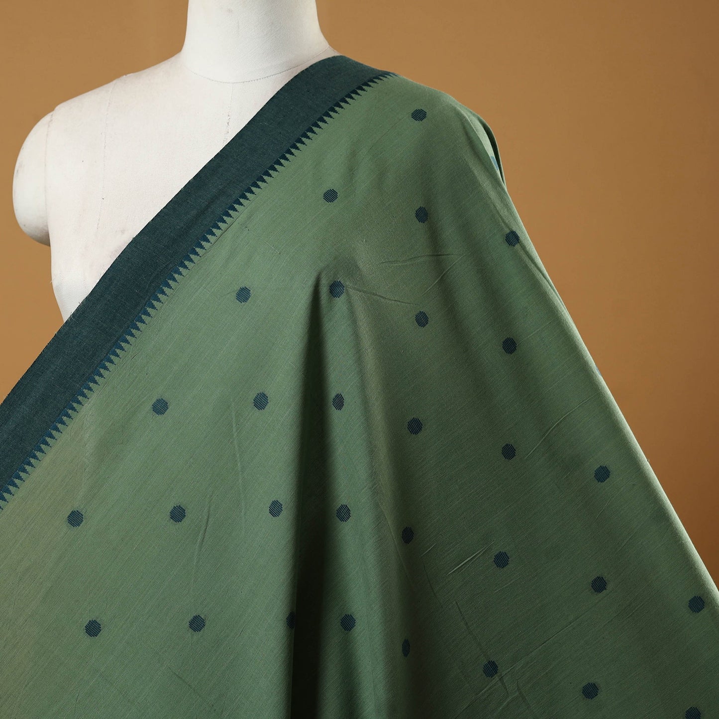 Green - prewashed cotton jacquard fabric 04 - handcrafted