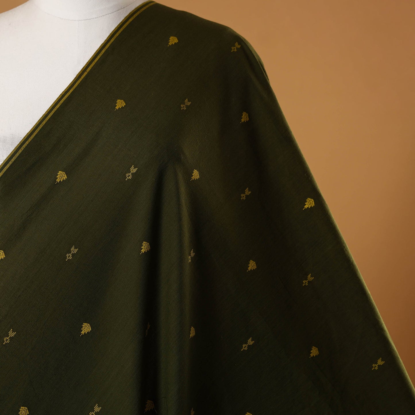 Green - prewashed cotton jacquard fabric 05 - handcrafted