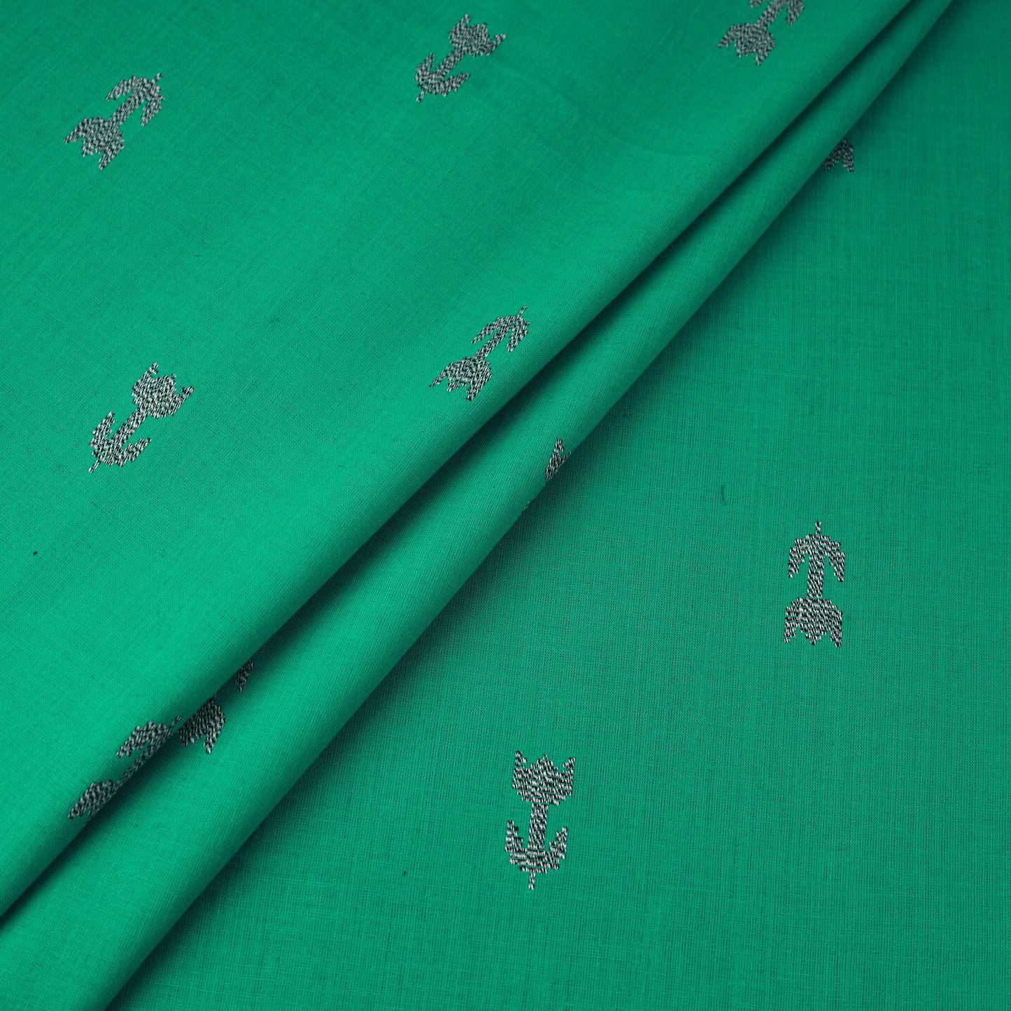 Buy Green Prewashed Cotton Jacquard Fabric Online