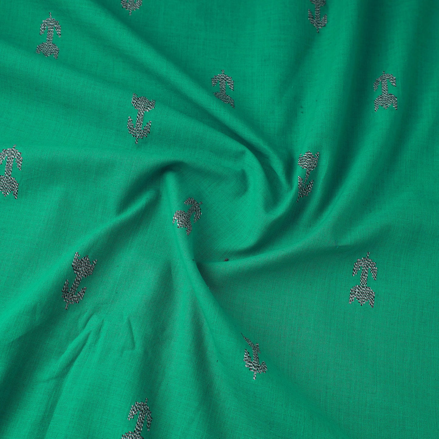 Buy Green Prewashed Cotton Jacquard Fabric Online