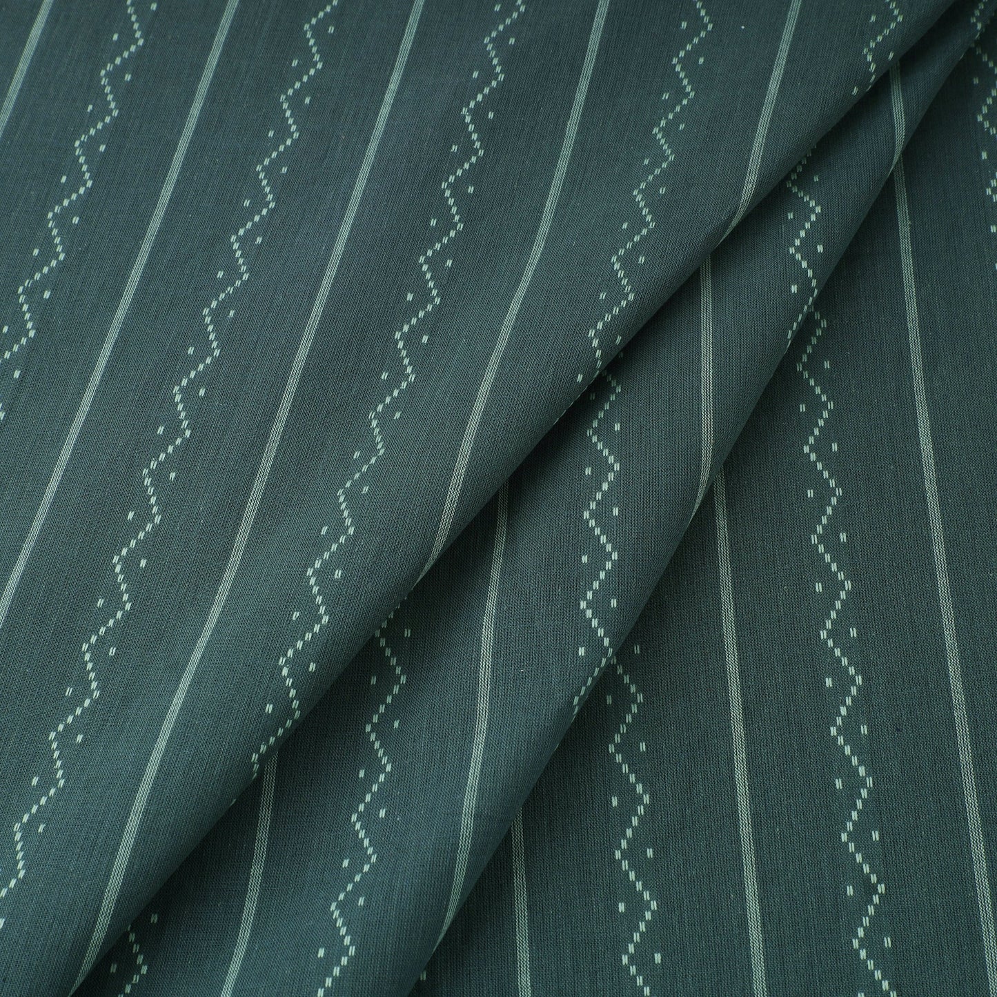 Green Prewashed Cotton Jacquard Fabric