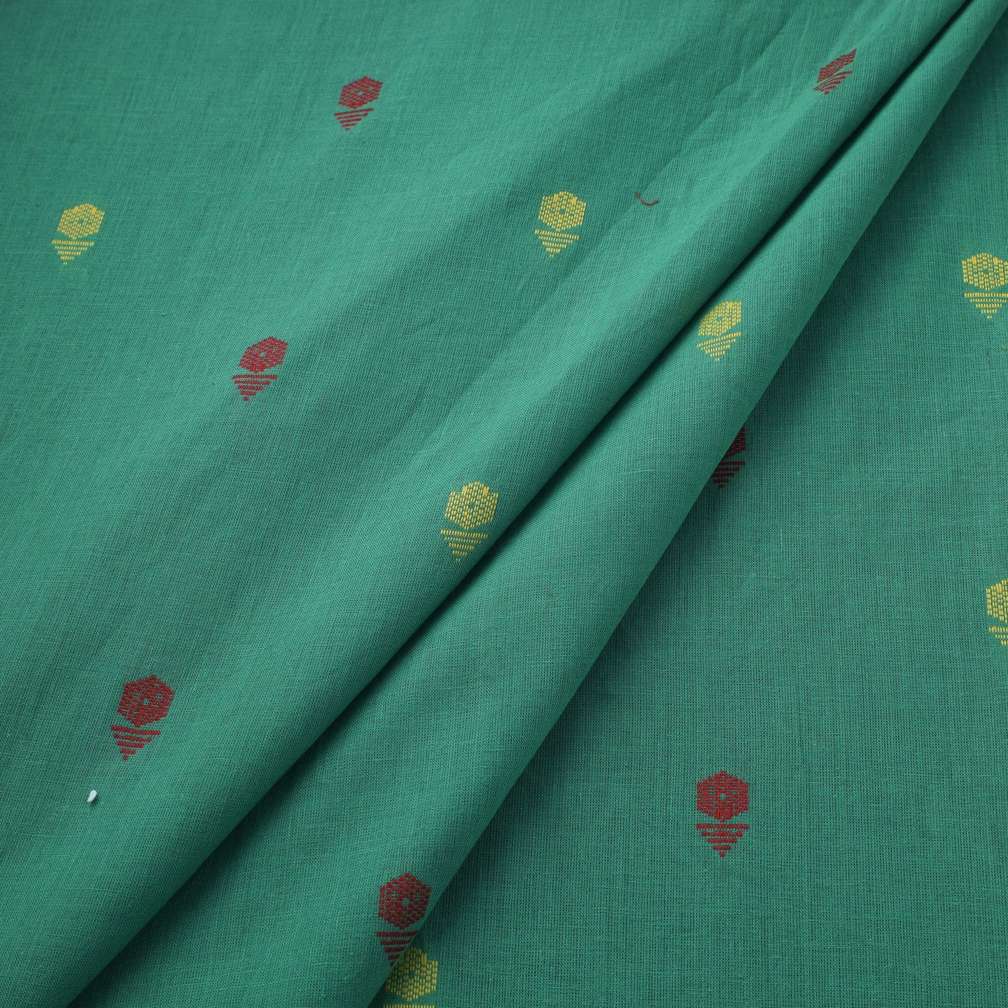 Green - prewashed cotton jacquard fabric 49 - handcrafted
