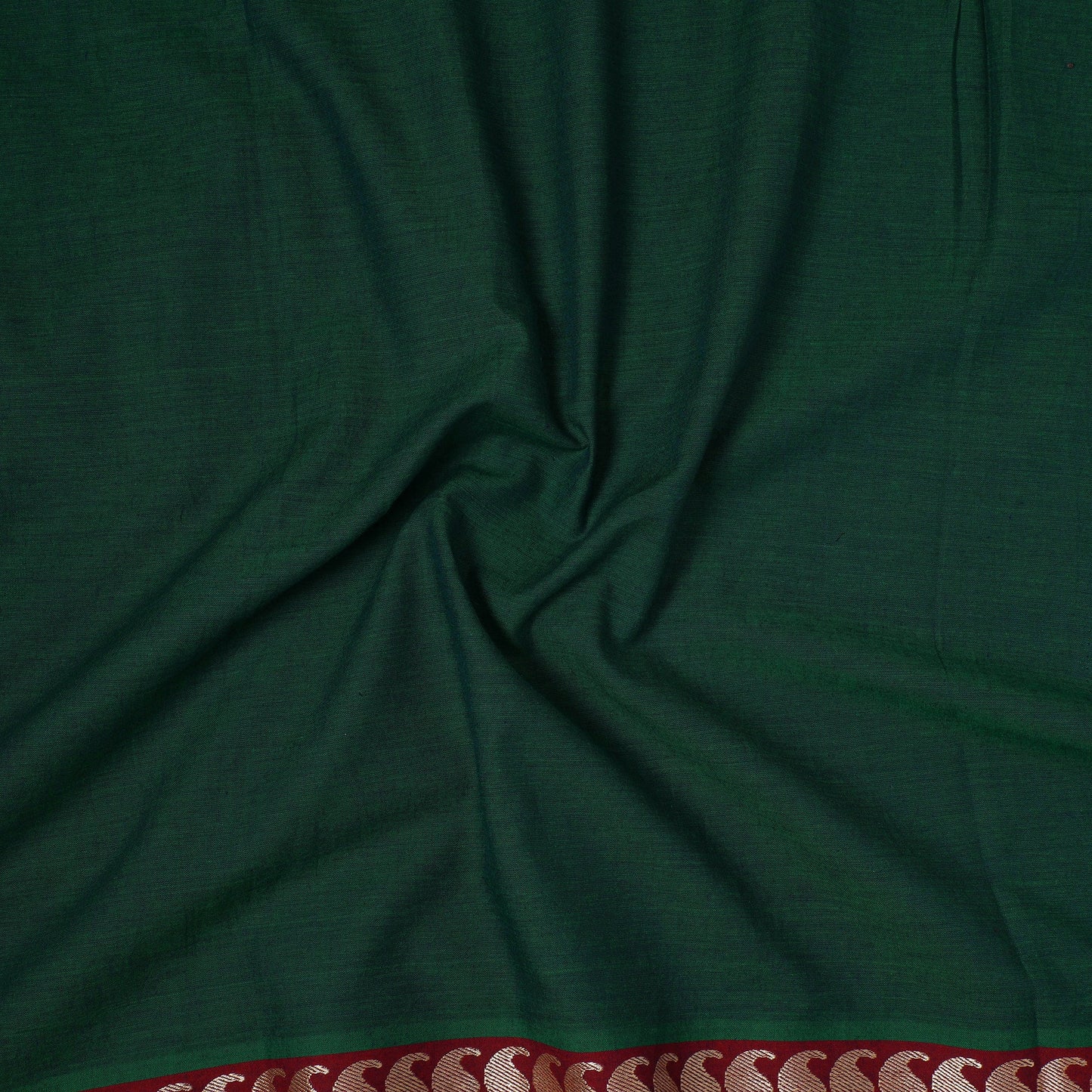 Green - prewashed cotton thread border dharwad fabric 04