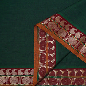 Green - prewashed cotton thread border dharwad fabric 04