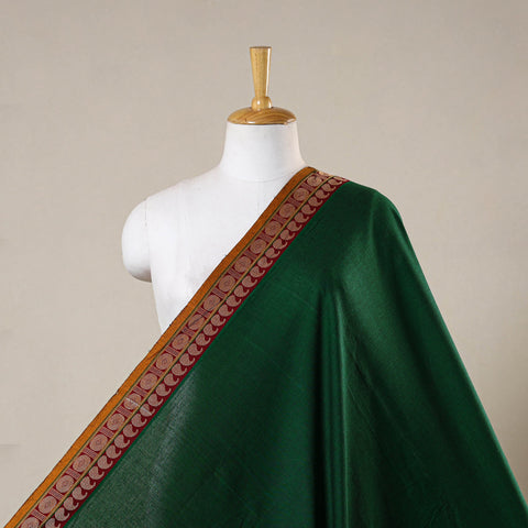Green - prewashed cotton thread border dharwad fabric 06