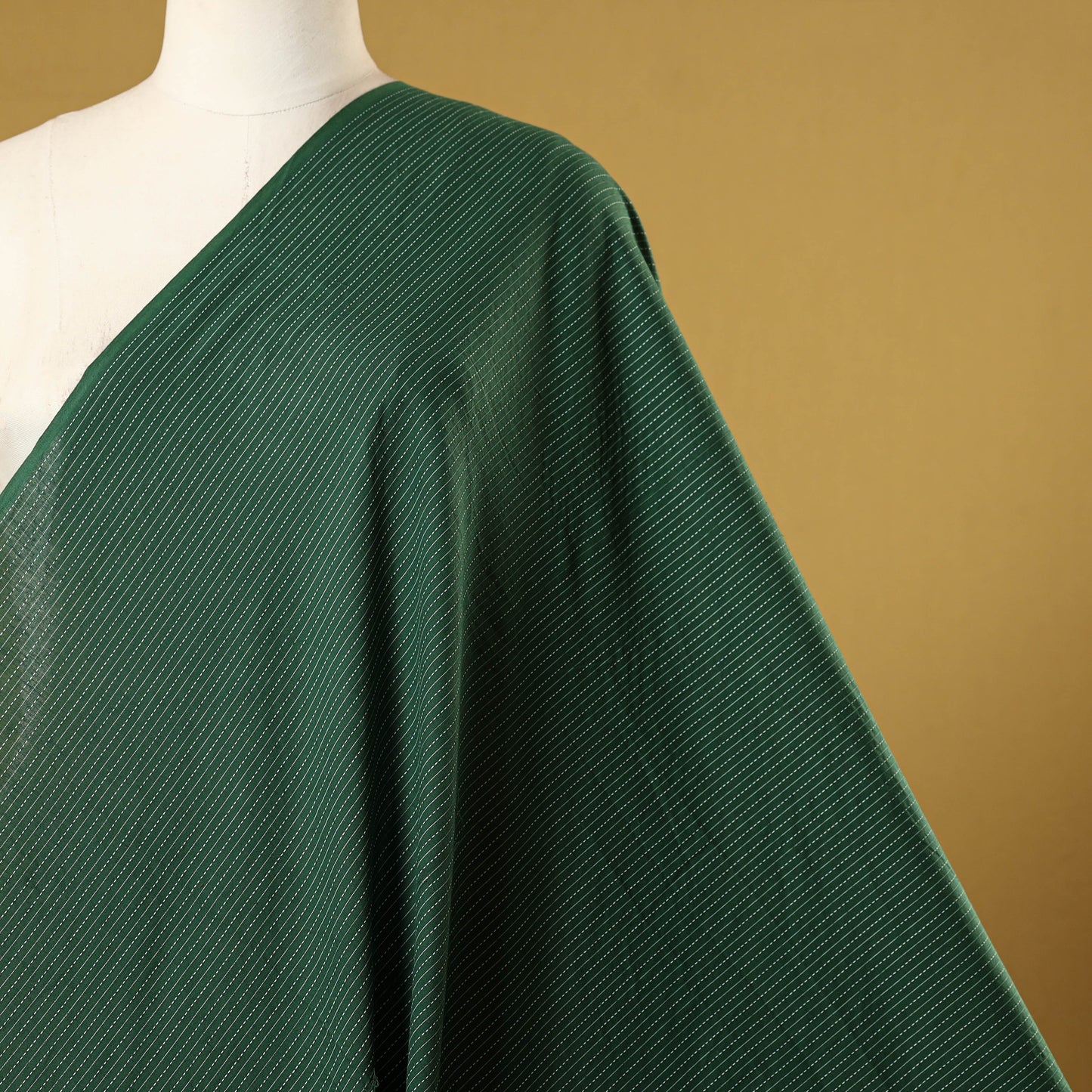 Green - prewashed running stitch cotton plain fabric 01