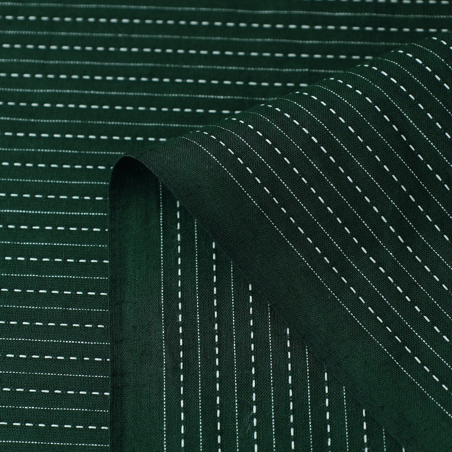  Green Prewashed Running Stitch Plain Cotton Fabric