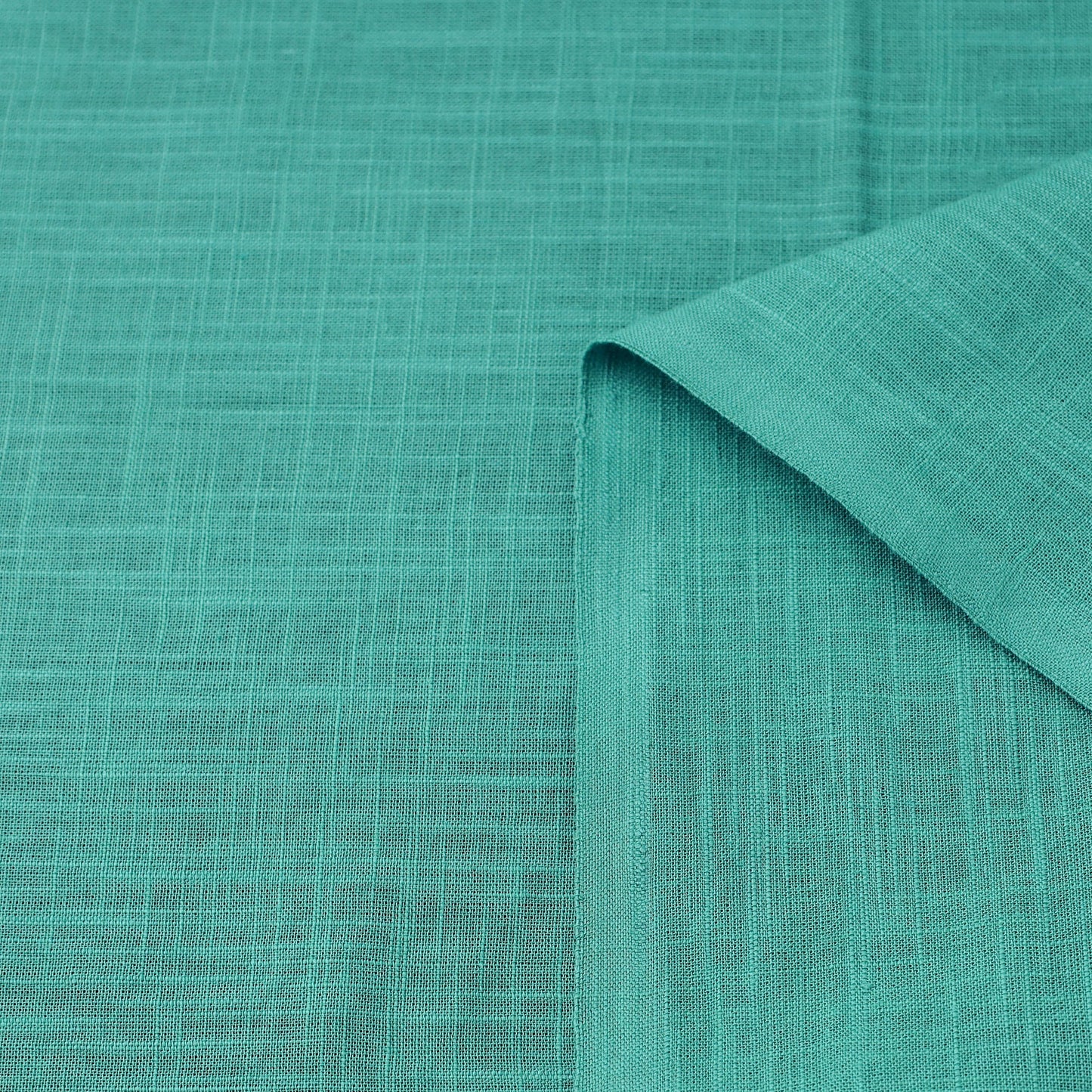 Green Prewashed Slub Cotton Plain Fabric