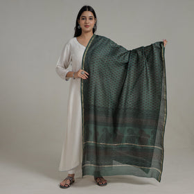  Block Printed Chanderi Silk Bagh Dupatta