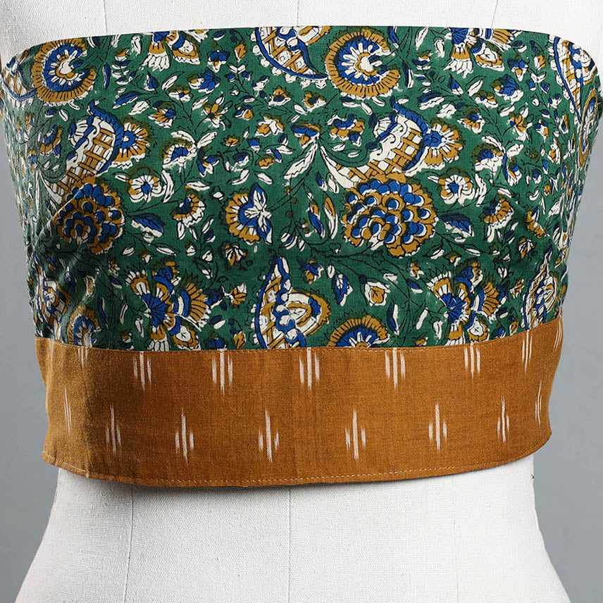 Green - Block Printed Cotton Bagru Blouse Piece 10