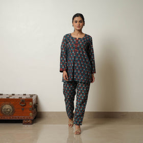 Green - Block Printed Cotton Bagru Co-Ord Set 10