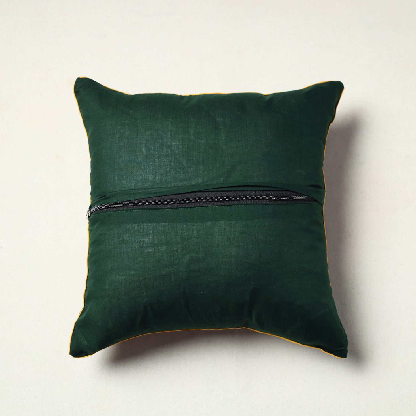 Green - Block Printed Cotton Ajrakh Cushion Cover (16 x 16 in) 01
