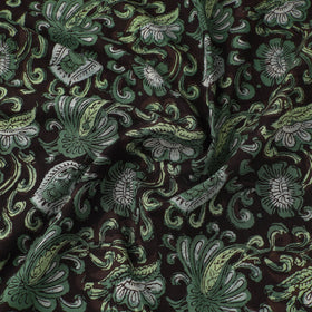 Green Block Printed Cotton Jahota Fabric