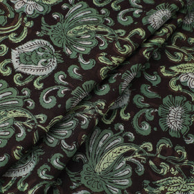 Green Block Printed Cotton Jahota Fabric